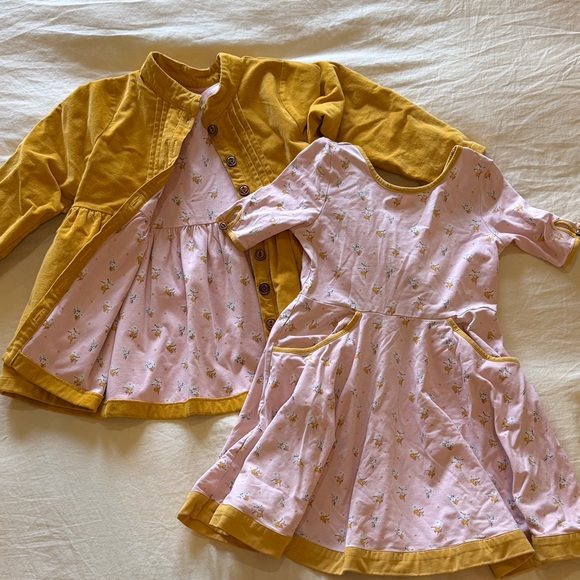 Serendipity Pink and Yellow Kids Dress and Jacket Set